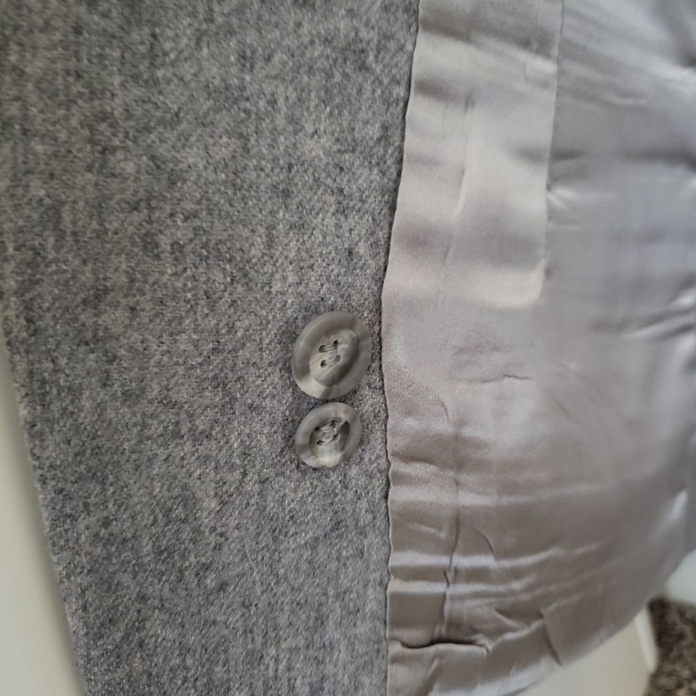 Vintage 90s Liz Claiborne Wool Blend Classic Blazer Gray Coat Classic Retro - Picture 8 of 16